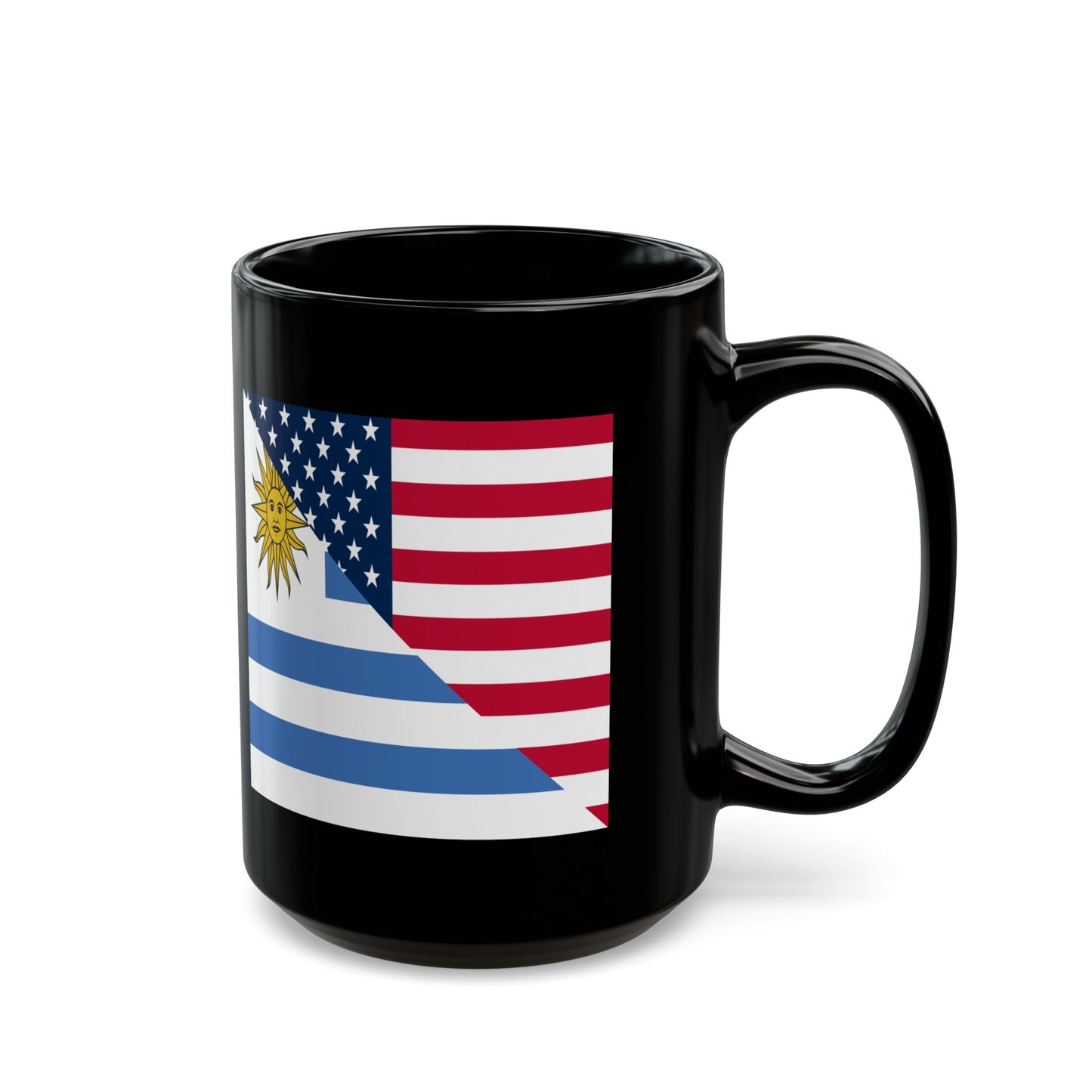 Uruguay American Flag Half Uruguayan USA Black Mug (11oz, 15oz)