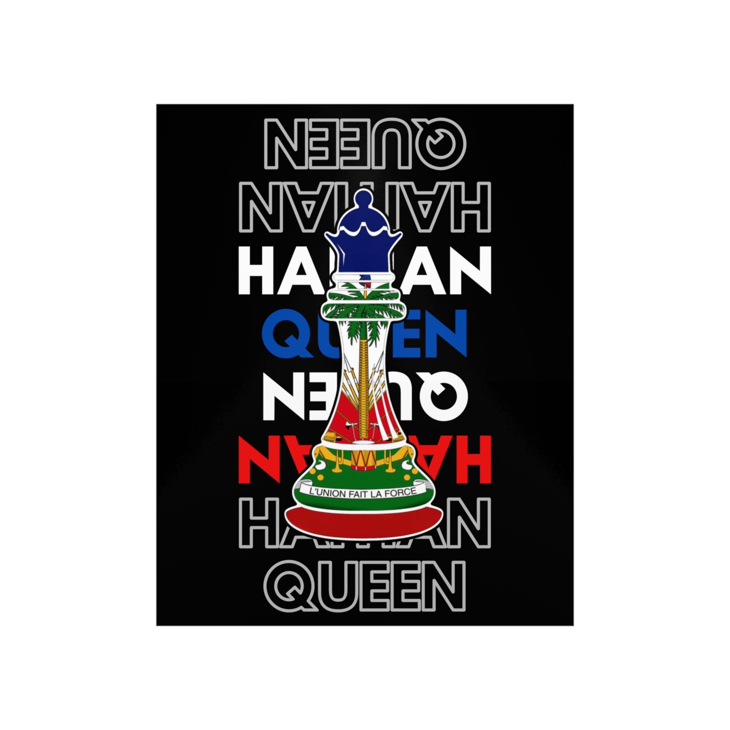 Haitian Queen Chess Piece Text | Haiti Flag Premium Matte Poster