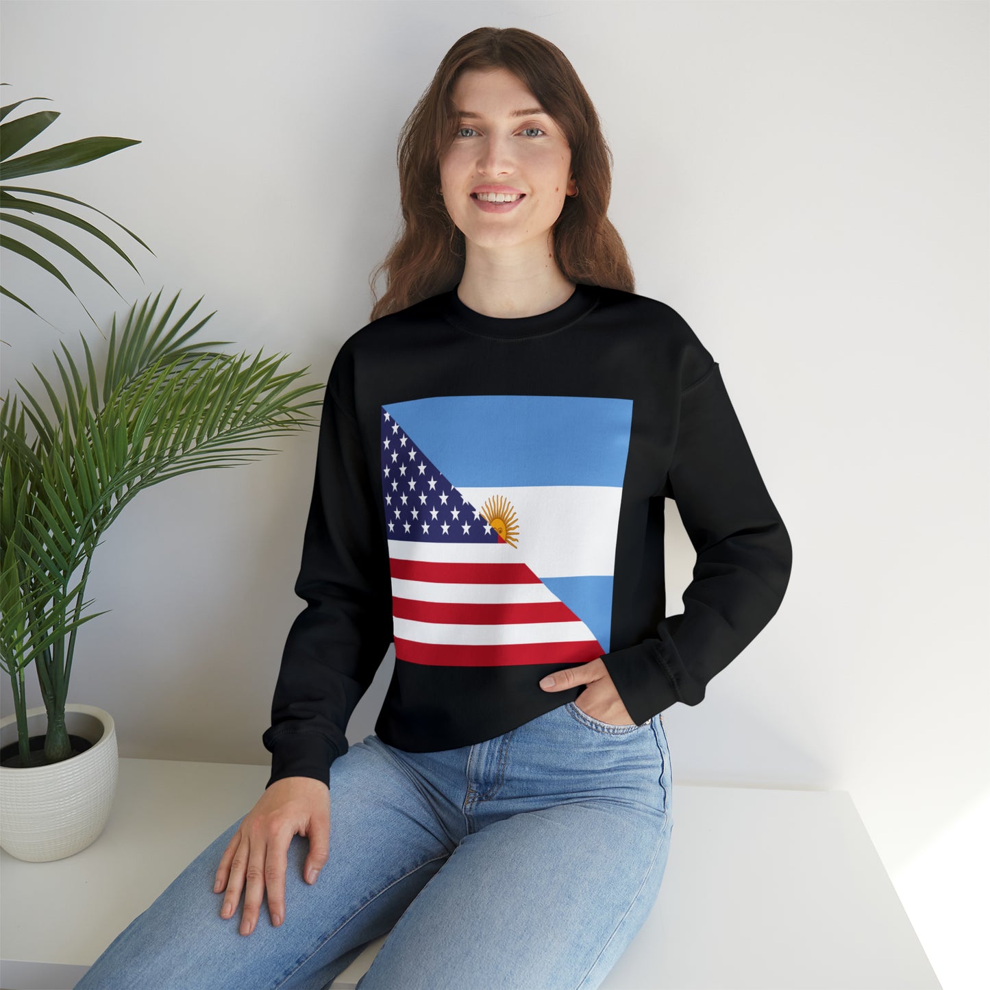 Argentina American Flag Argentinian USA Half Unisex Sweatshirt