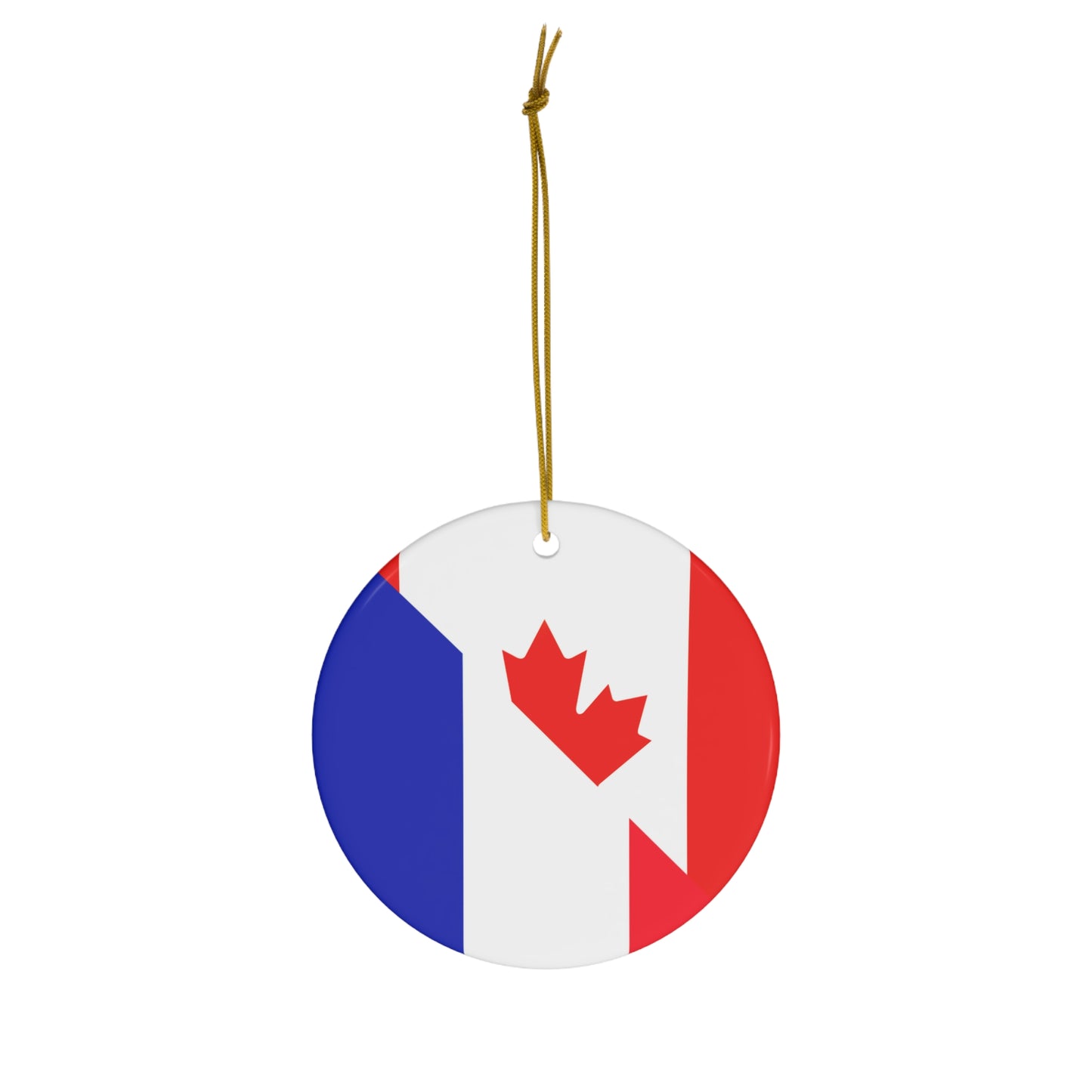 French Canadian Flag France Canada Ceramic Ornament | Christmas Tree Ornaments