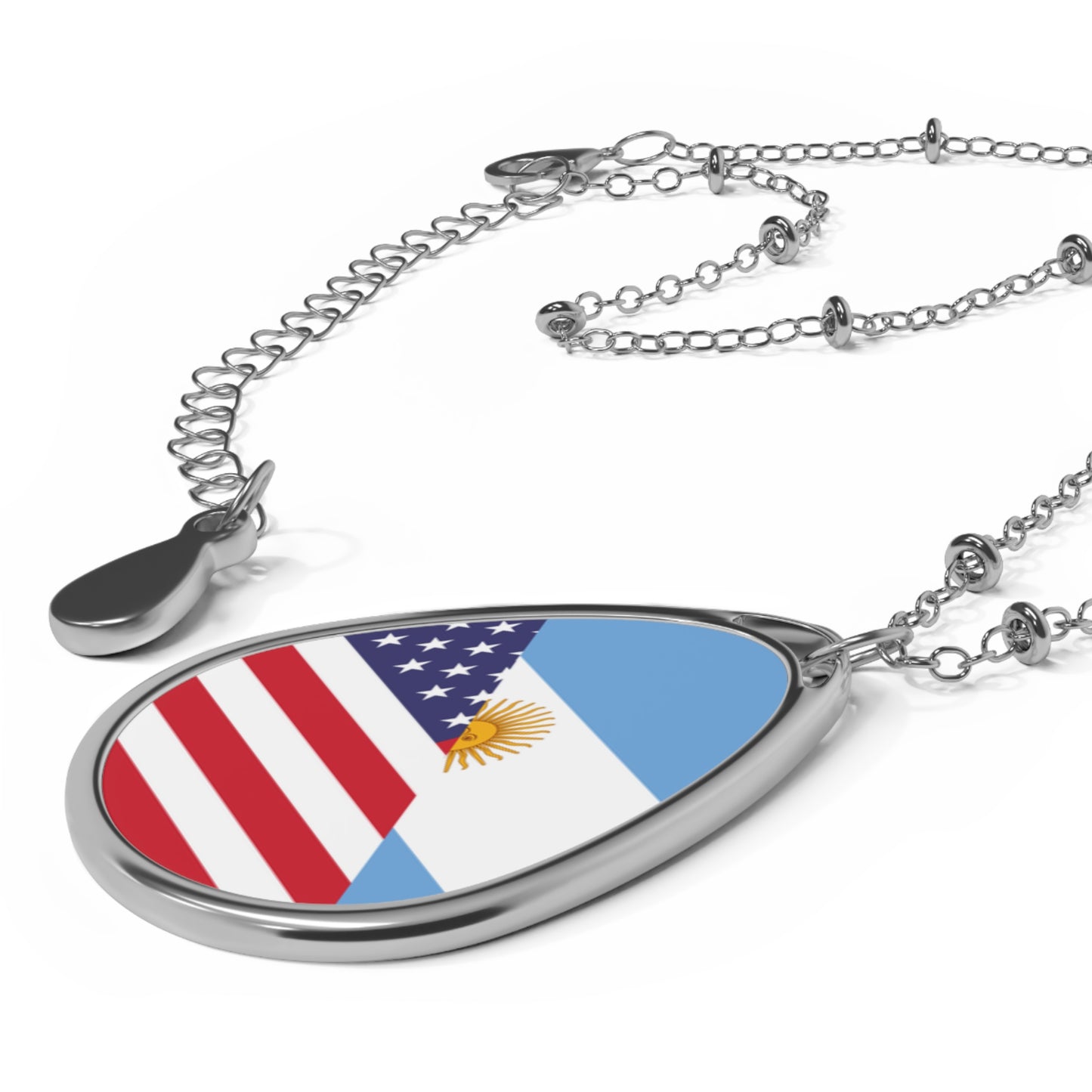 Argentina American Flag Argentinian USA Half Oval Necklace One Size