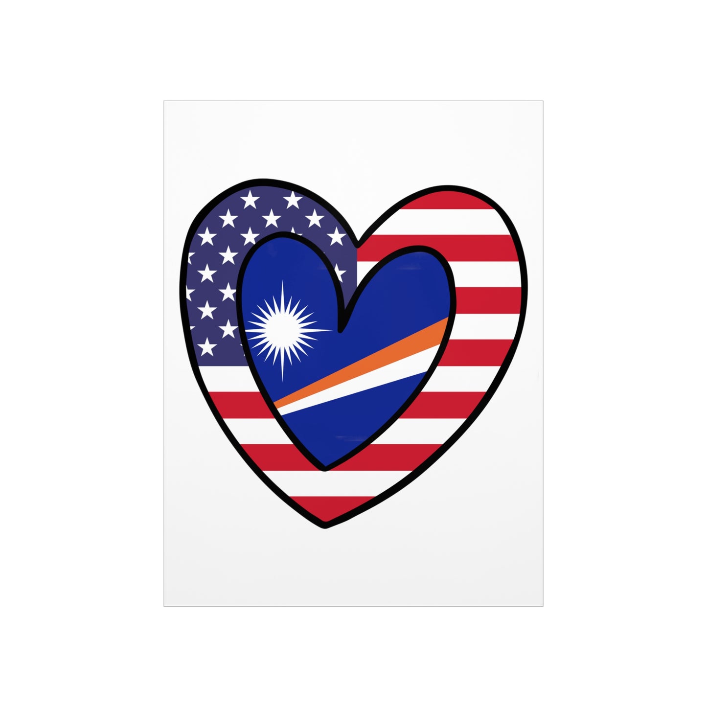 Marshal Islands American Heart Valentines Day Wedding Gift Half Flag Premium Matte Poster