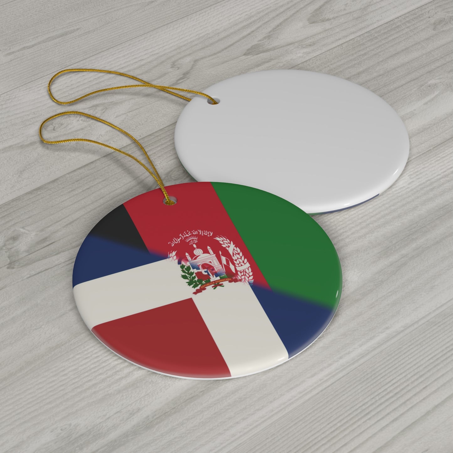 Dominican Republic Afghanistan Flag | DR Afghan Ceramic Ornament | Christmas Tree Ornaments