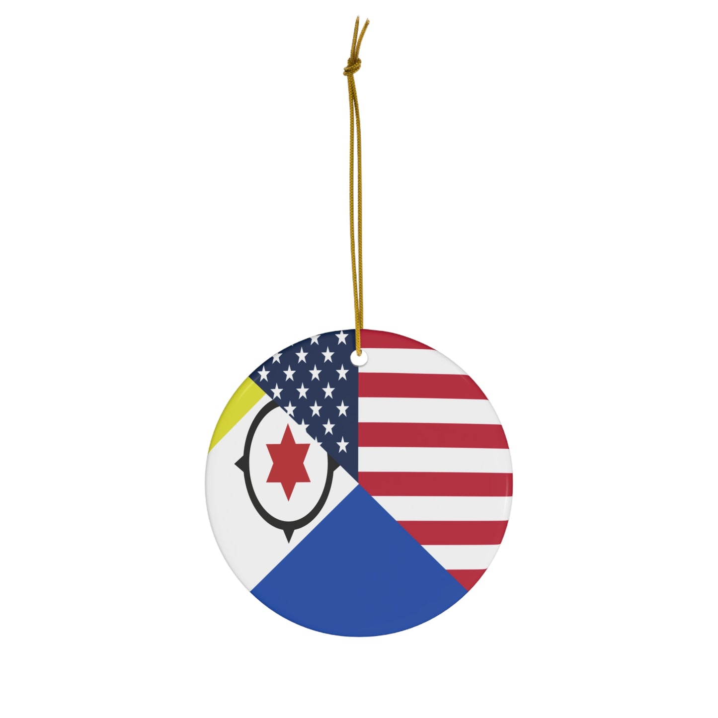 Bonairean American Flag Half Bonaire USA Ceramic Ornament | Christmas Tree Ornaments