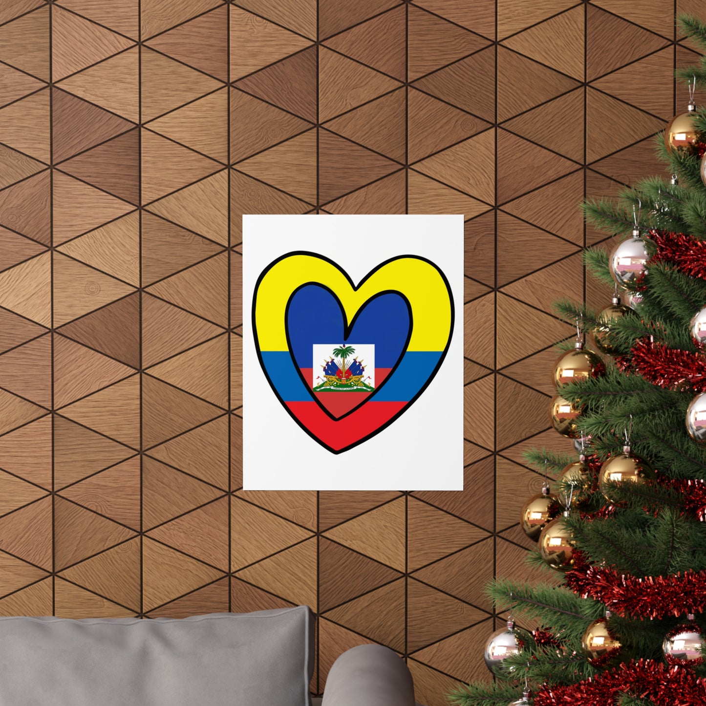 Colombian Haitian Flag Inner Heart Colombia Haiti  Premium Matte Poster