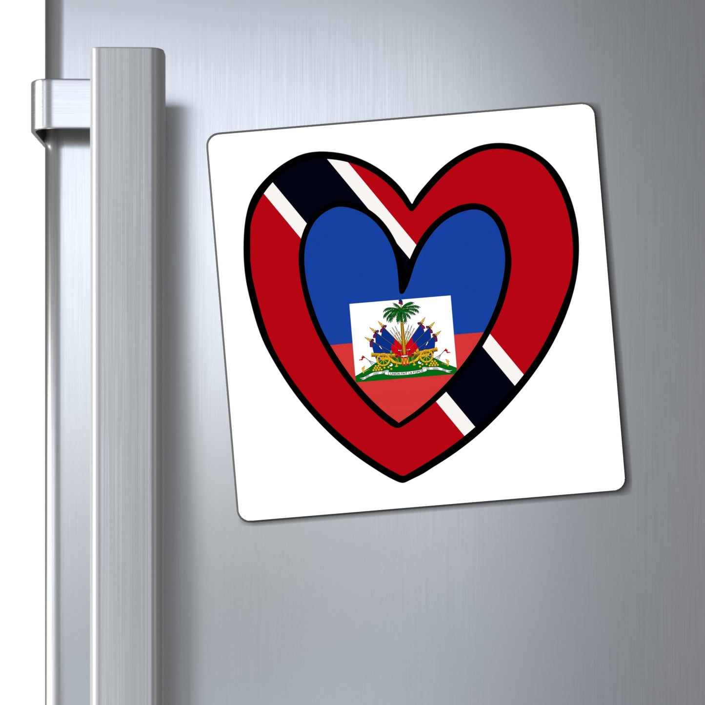 Haitian Trini Flag Heart Haiti Trinidad Tobago Magnet