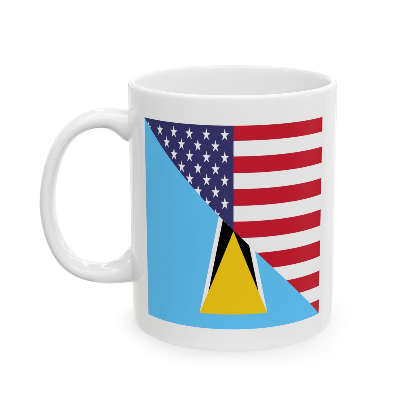 St Lucian American Flag St Lucia USA Ceramic Mug 11oz, 15oz Cup