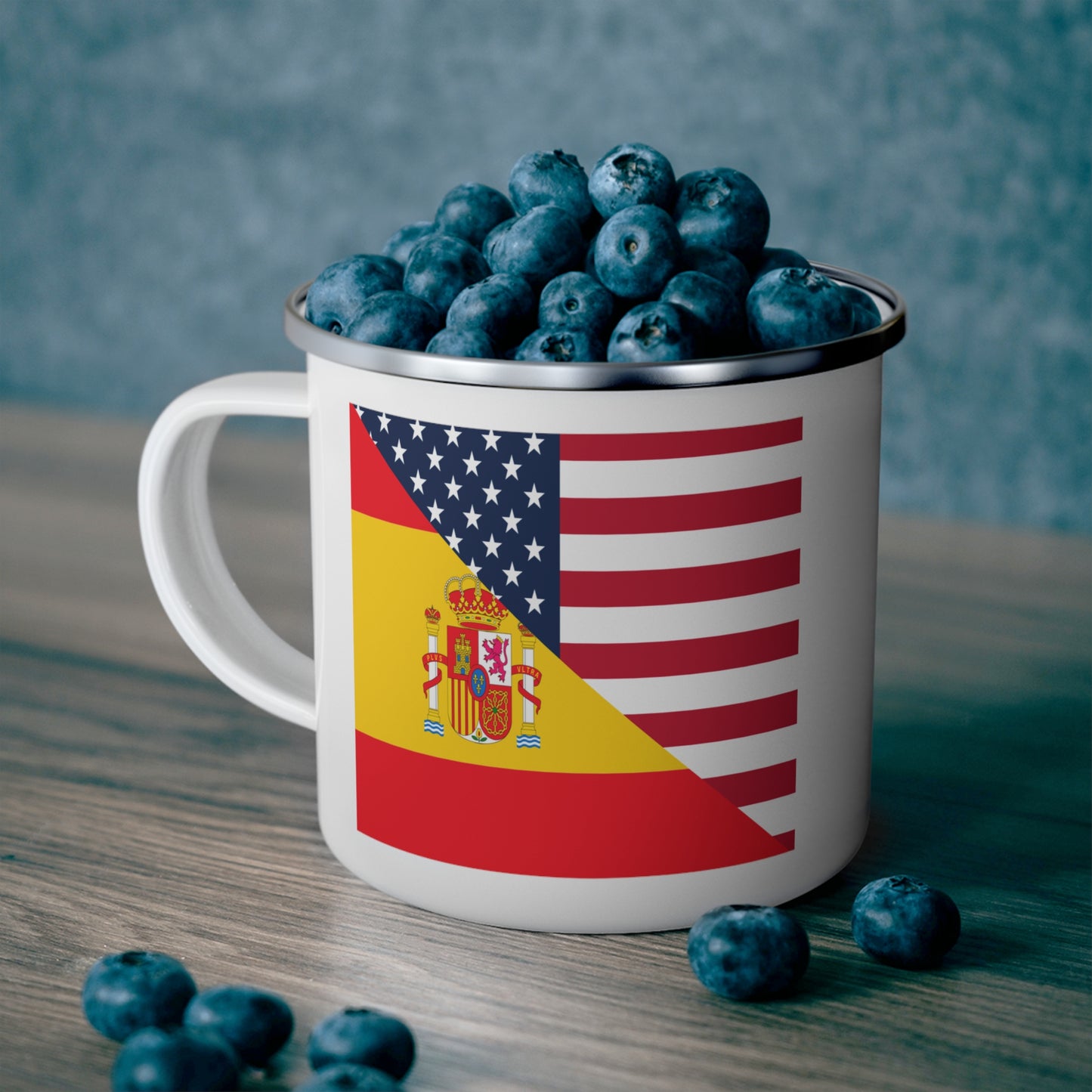 Spain American Flag Half Spanish USA 12oz Enamel Mug