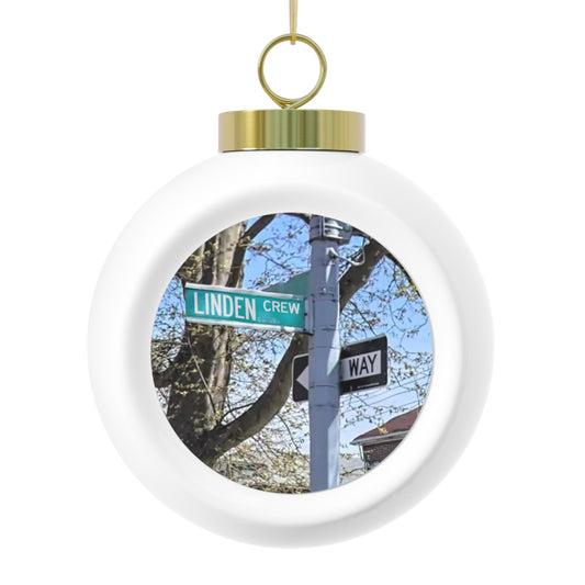 Linden Crew Street Sign Christmas Tree Ball Ornament