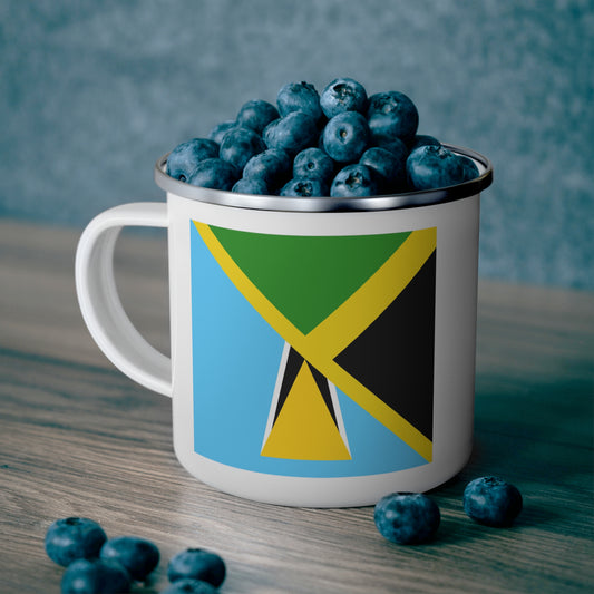 Jamaica St Lucia Flag Jamaican 12oz Enamel Mug