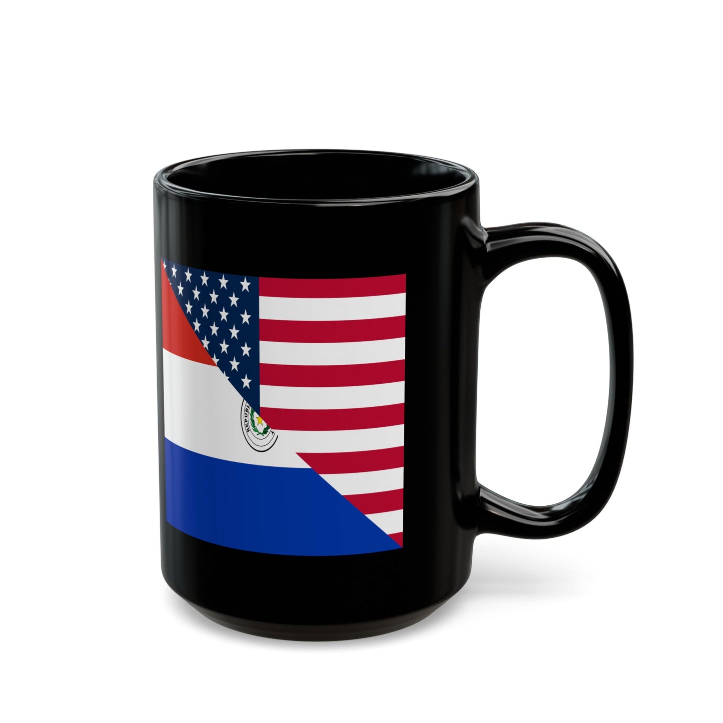 Paraguay American Flag Half Paraguyan USA Black Mug (11oz, 15oz)