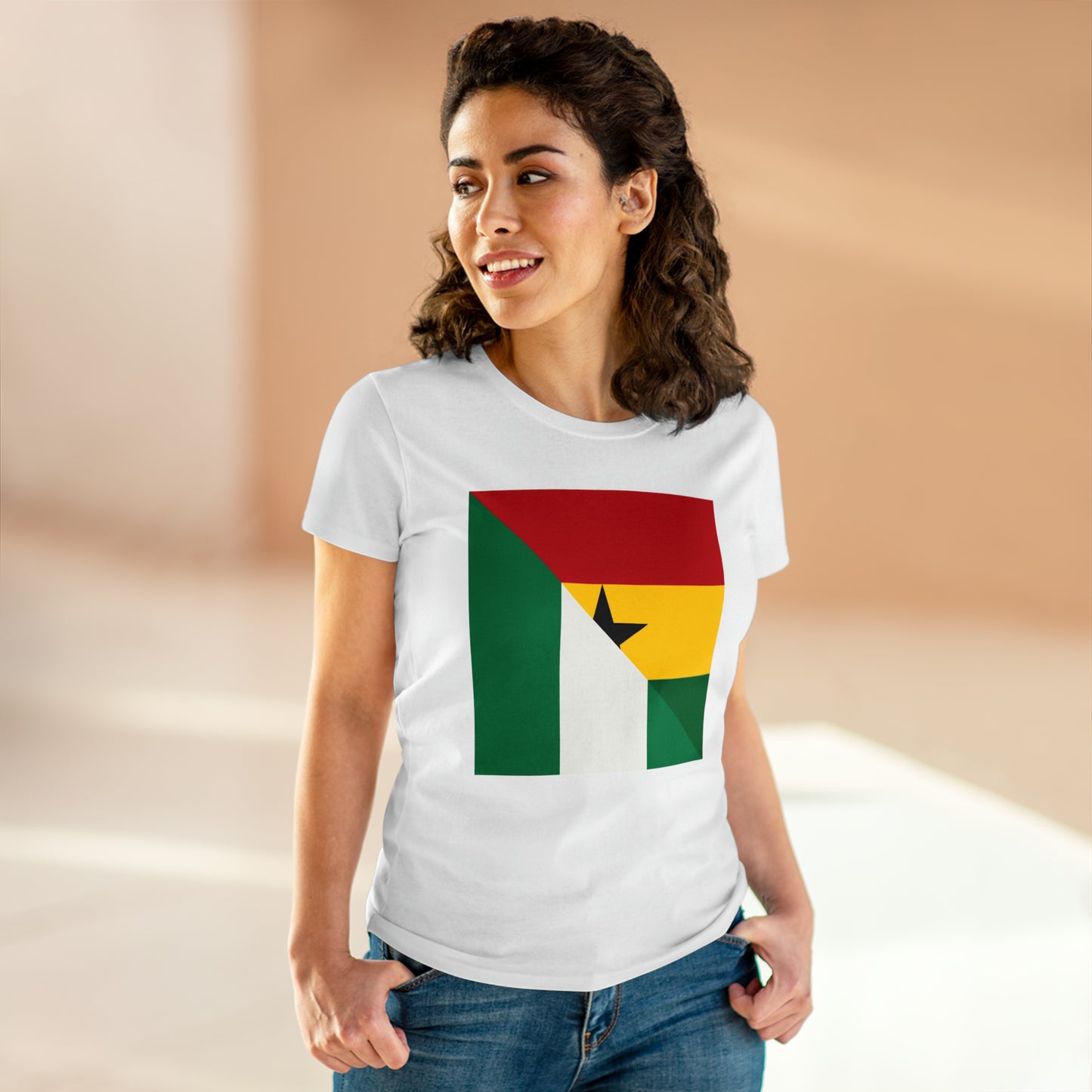 Women's Nigerian Ghanaian Flag Nigeria Ghana Naija Cotton Tee Shirt
