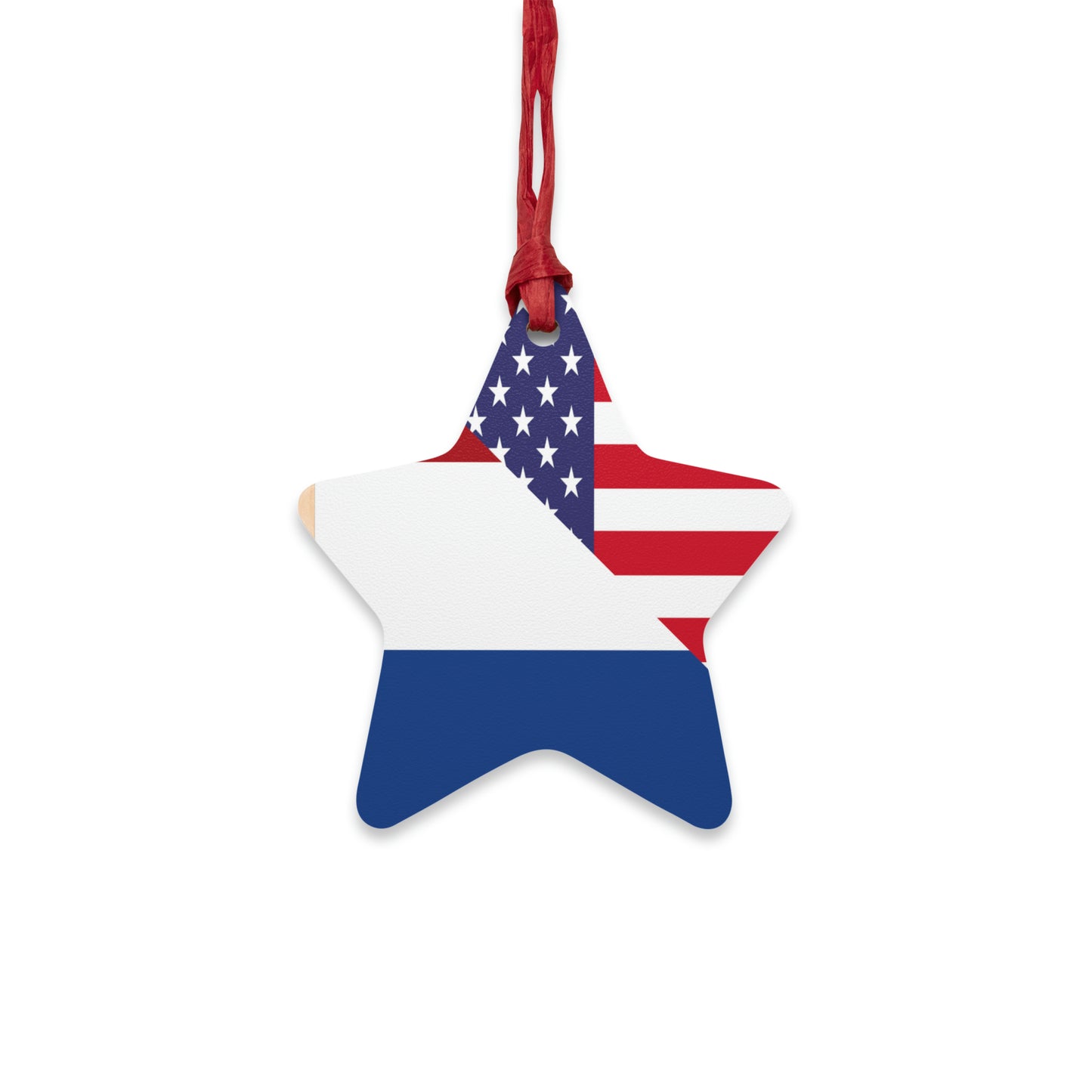 Netherlands American Flag USA Wooden Ornament