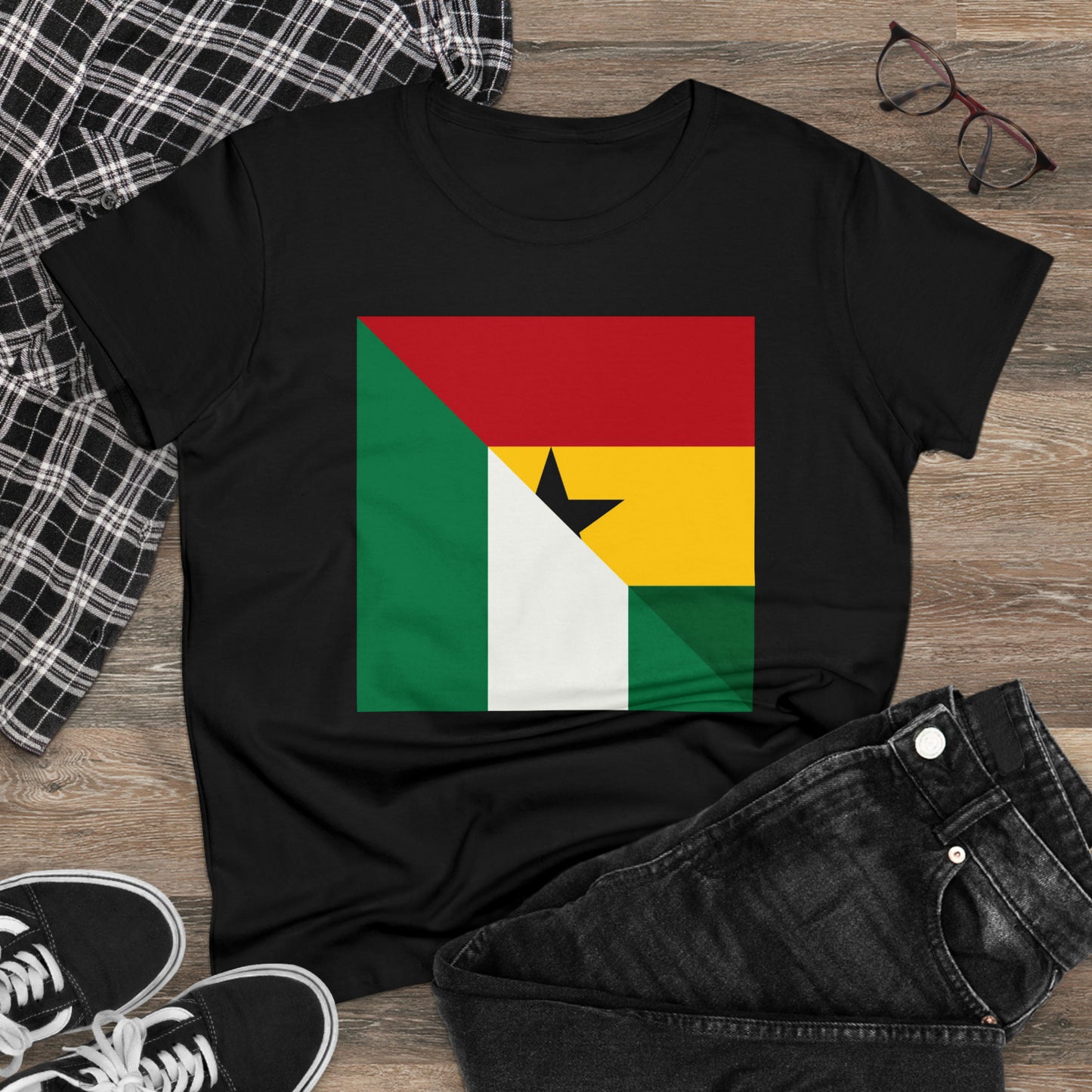 Women's Nigerian Ghanaian Flag Nigeria Ghana Naija Cotton Tee Shirt