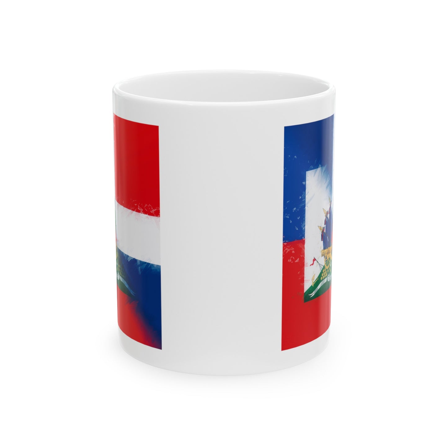 Haiti Dominican Republic Flag | Hispaniola DR Half Haitian Dominican Flag Ceramic Mug 11oz, 15oz Cup