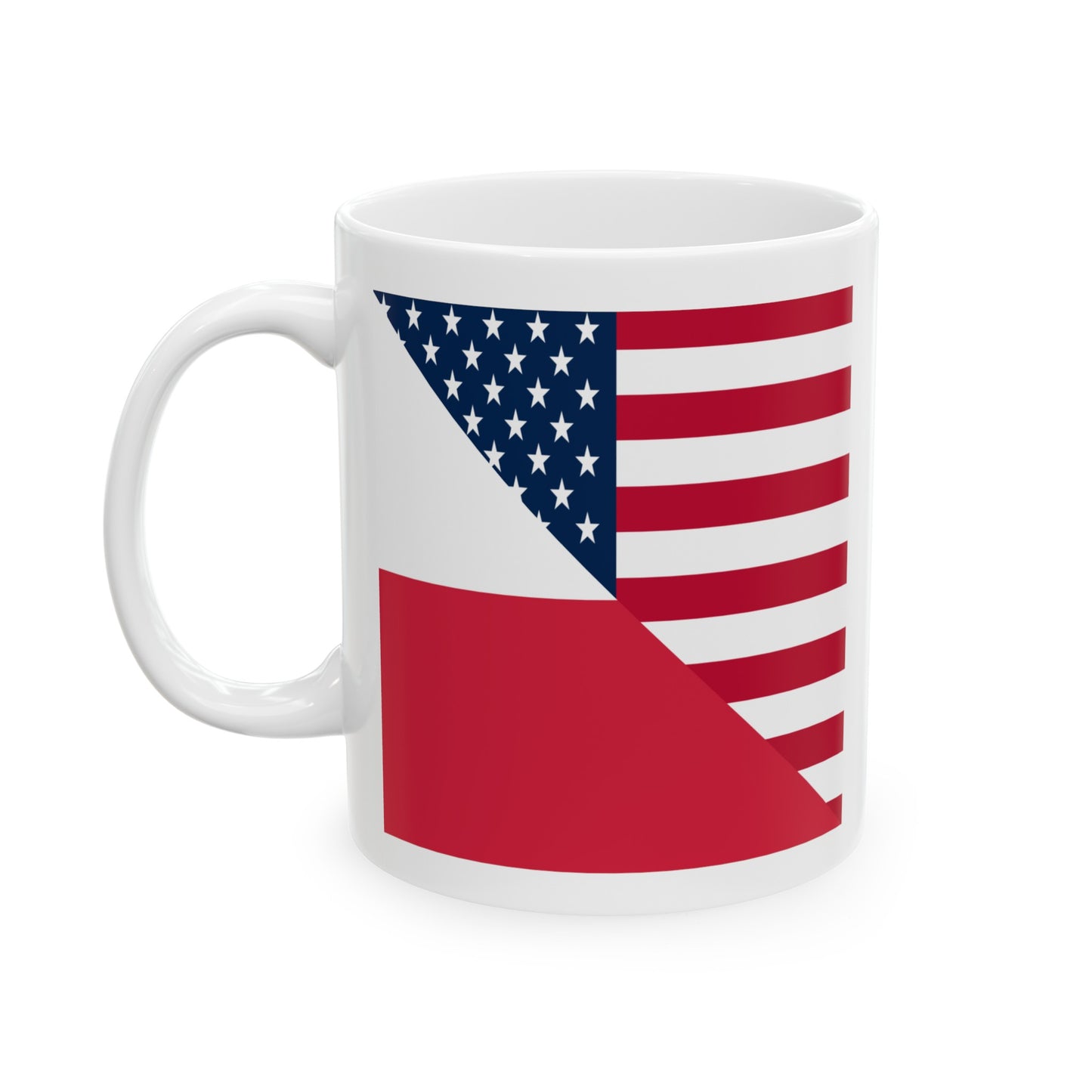 Polish American Flag Half Poland USA Ceramic Mug 11oz, 15oz Cup