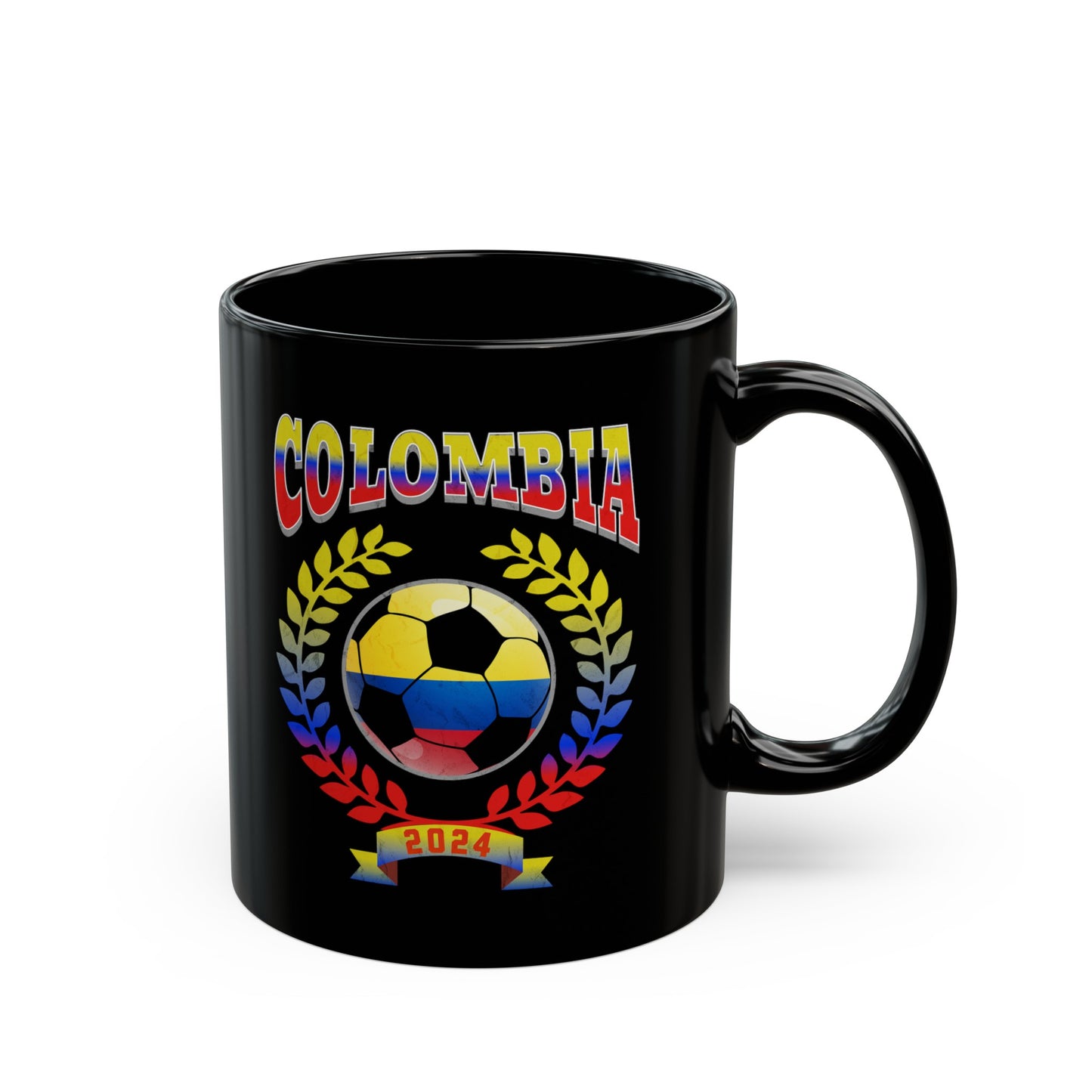 Colombia 2024 Soccer Football Championship Games Colombian Team Black Mug (11oz, 15oz)