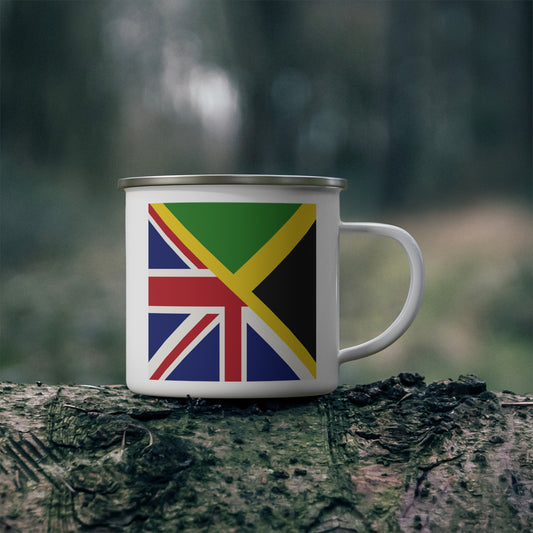 English Jamaican Flag | Half Jamaica England Flag 12oz Enamel Mug