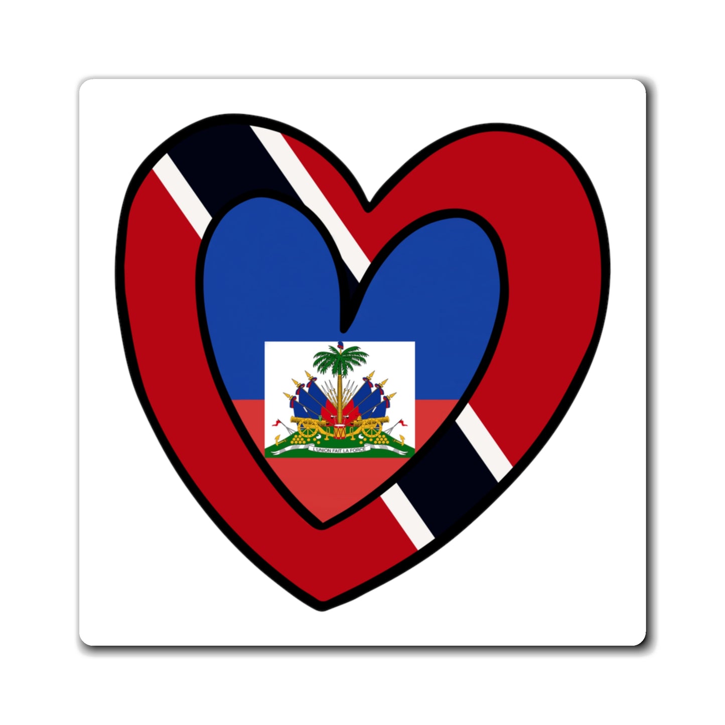 Haitian Trini Flag Heart Haiti Trinidad Tobago Magnet