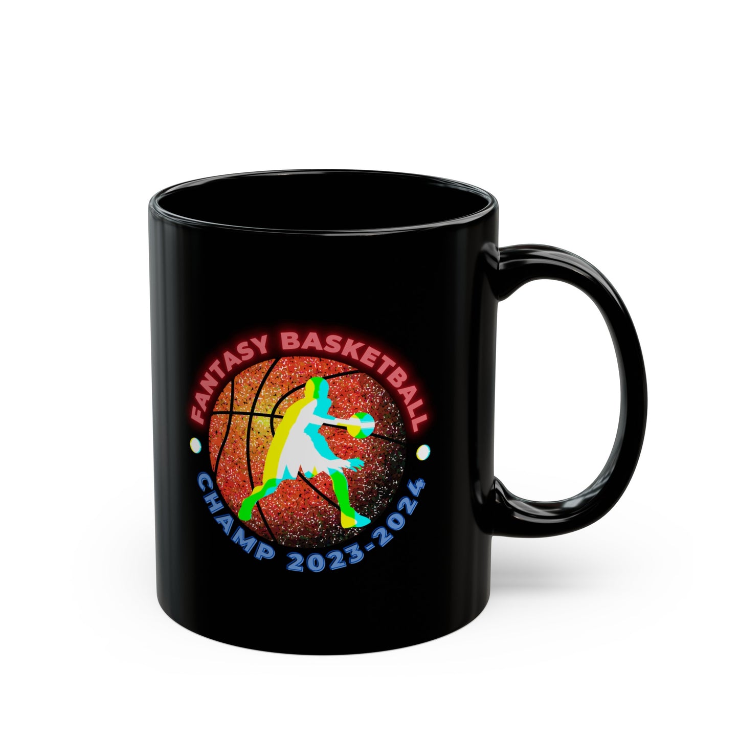 Fantasy Basketball Champ Retro 2023 2024 Champion Black Mug (11oz, 15oz)