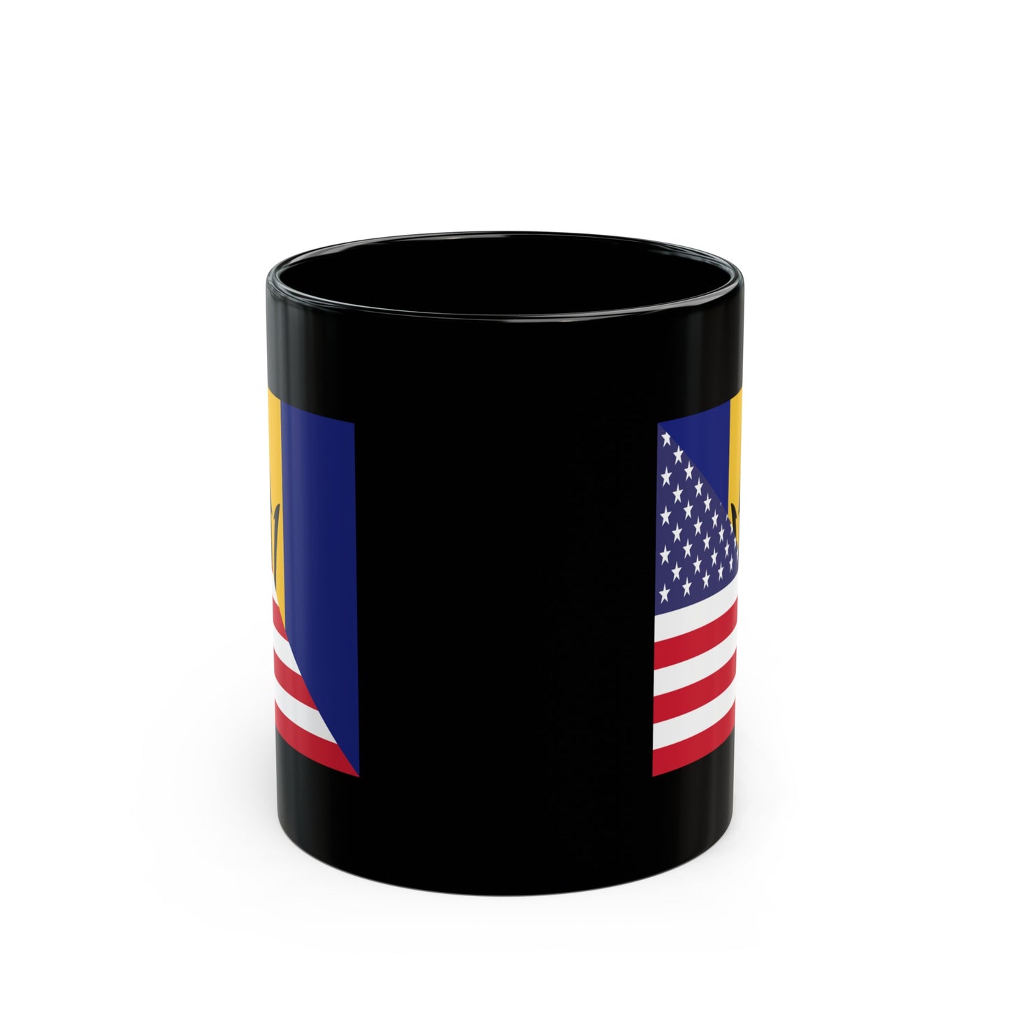 Barbados American Flag Bajan Barbadian USA Black Mug (11oz, 15oz)