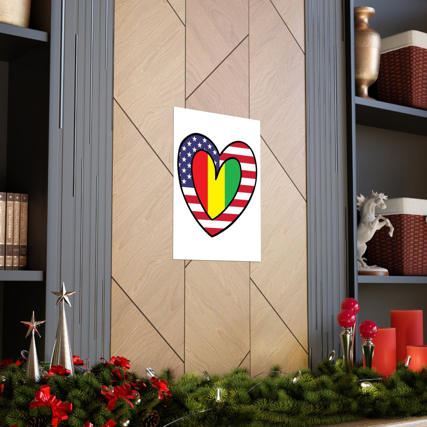 Guinean American Heart Valentines Day Wedding Gift Half Guinea USA Flag Premium Matte Poster