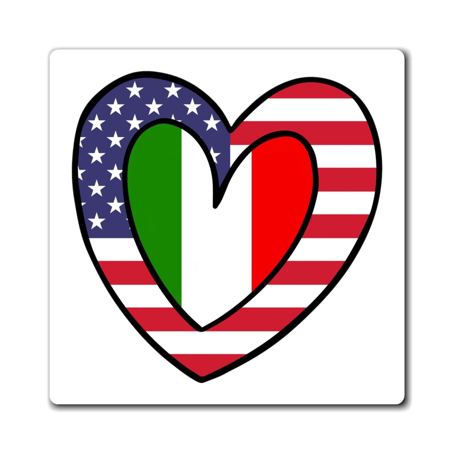 American Italian Flag Inner Heart USA Italy Magnet