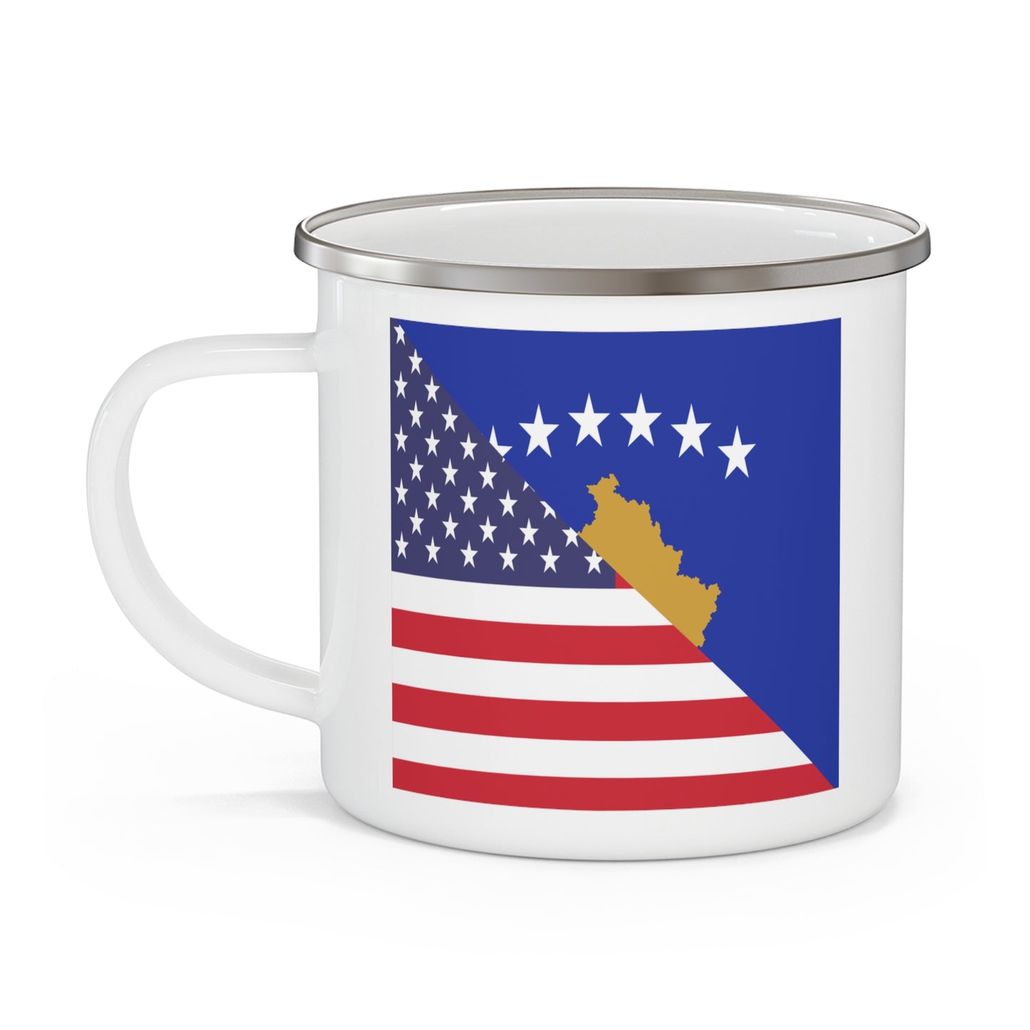 Kosovo American Flag Kosovar 12oz Enamel Mug