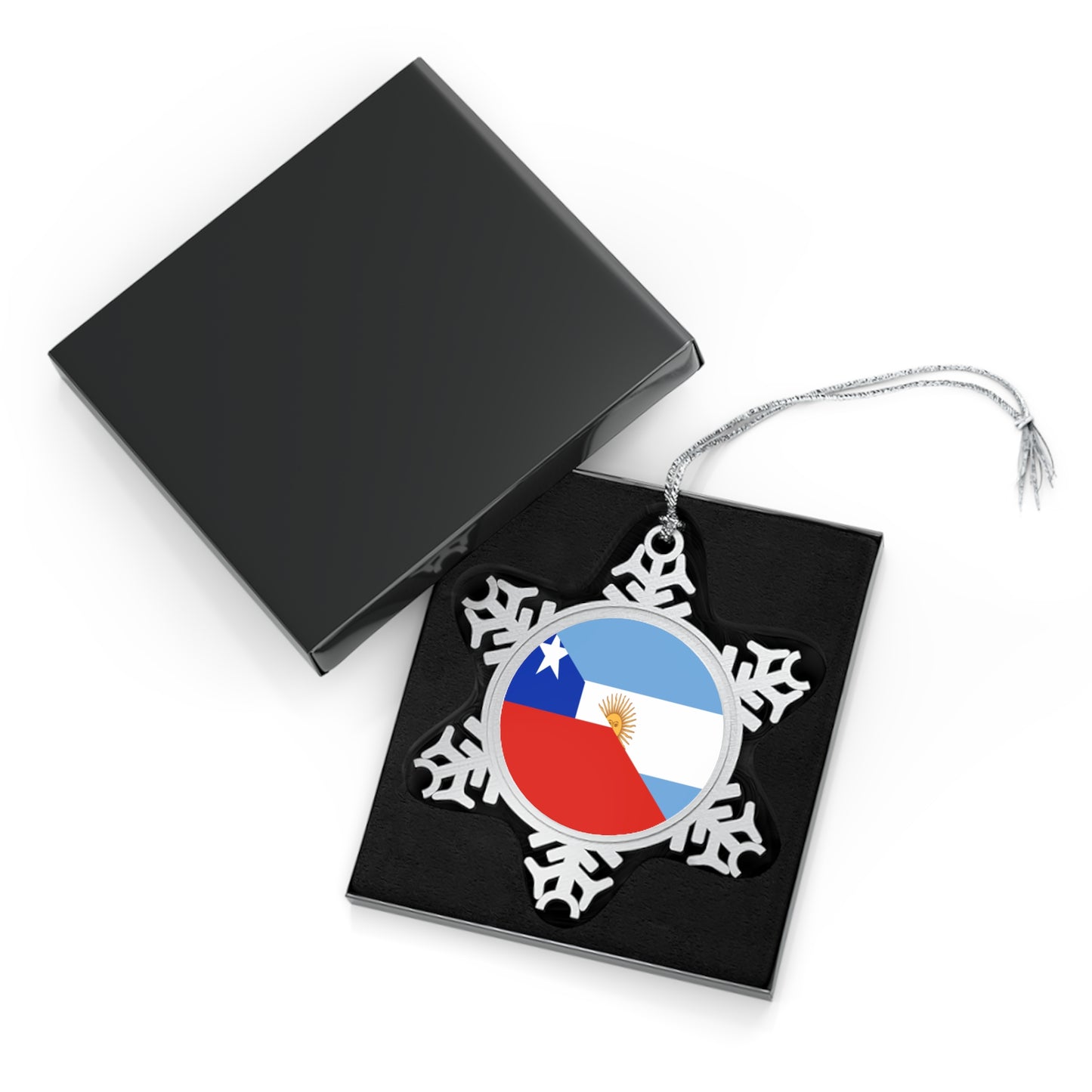 Argentinian Texan Flag Half Argentina Texas Pewter Snowflake Ornament