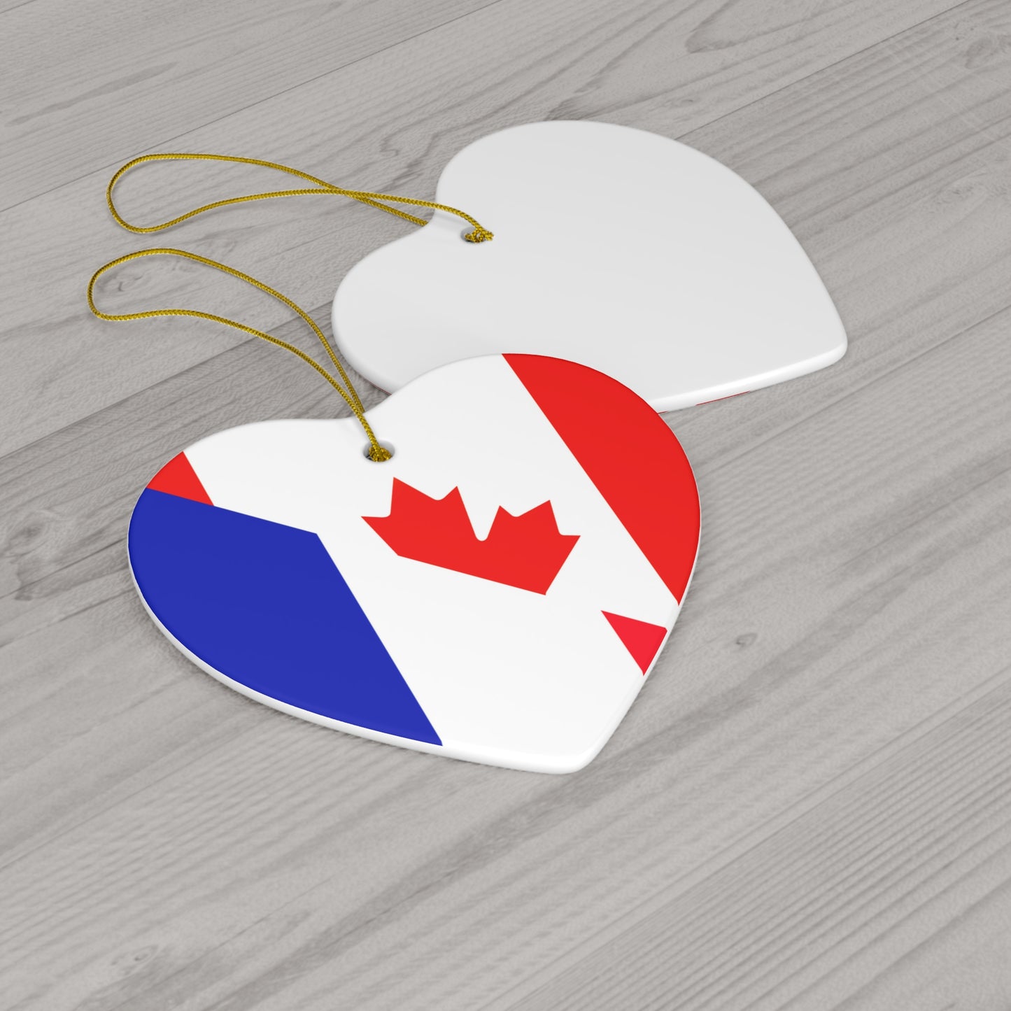 French Canadian Flag France Canada Ceramic Ornament | Christmas Tree Ornaments