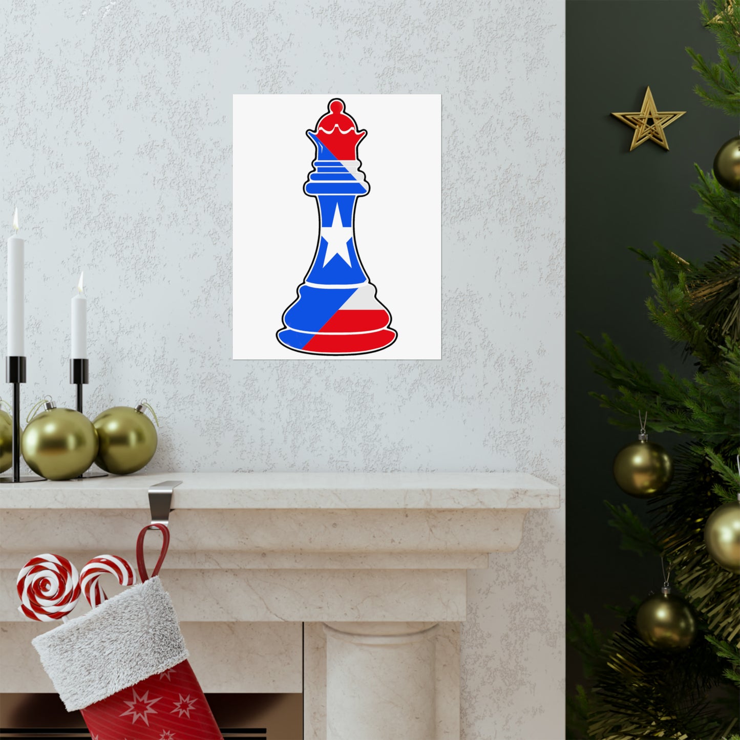 Puerto Rican Queen Flag Chess Piece Boricua Premium Matte Poster