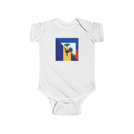 Barbados Haiti Flag Baby Bodysuit | Unisex Bajan Haitian Newborn Boy Girl