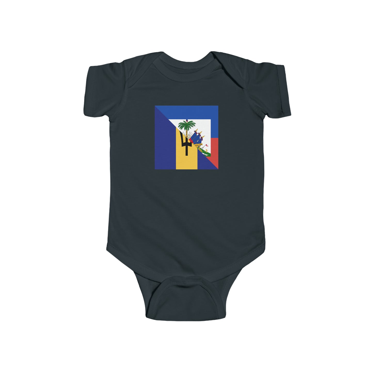 Barbados Haiti Flag Baby Bodysuit | Unisex Bajan Haitian Newborn Boy Girl