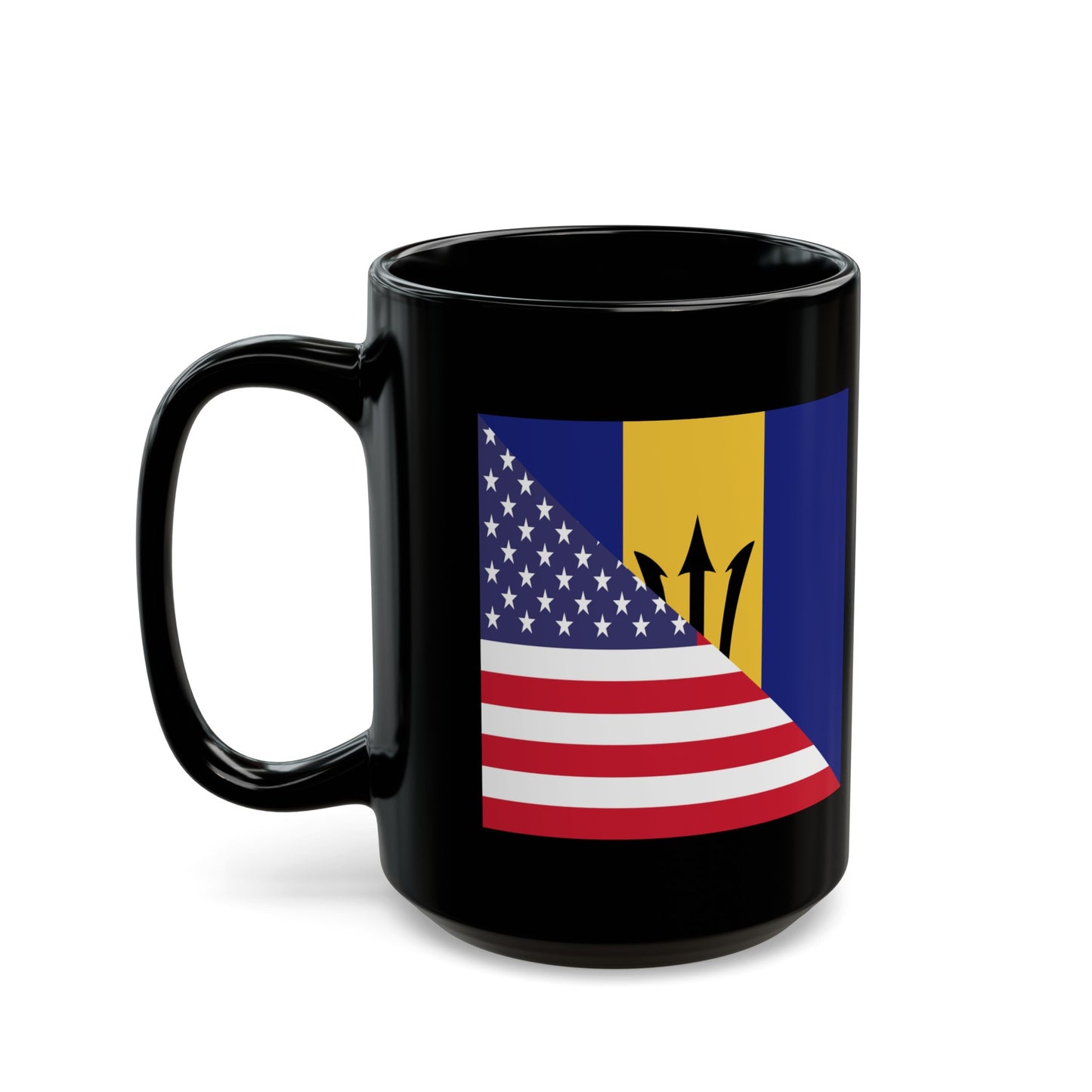 Barbados American Flag Bajan Barbadian USA Black Mug (11oz, 15oz)