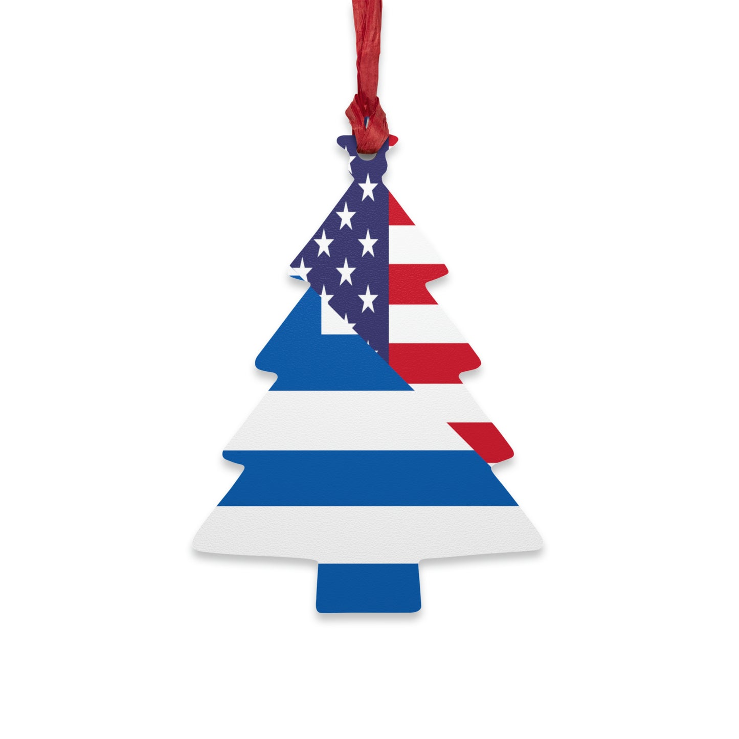 Greek American Flag Half Greece USA Wooden Ornament