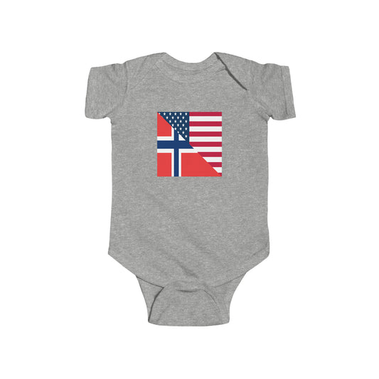 Norwegian American Flag Baby Bodysuit | Unisex Norway USA Newborn Boy Girl