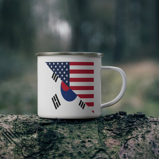 South Korean American Flag Half South Korea USA 12oz Enamel Mug