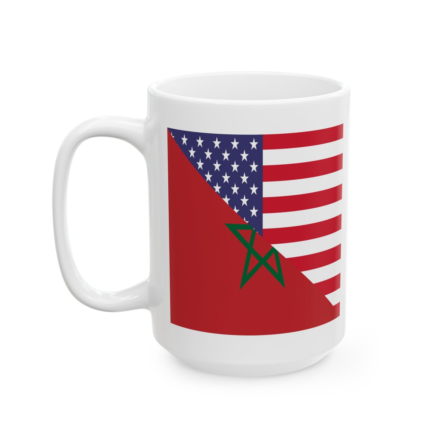 Moroccan American Flag Morocco USA Ceramic Mug 11oz, 15oz Cup