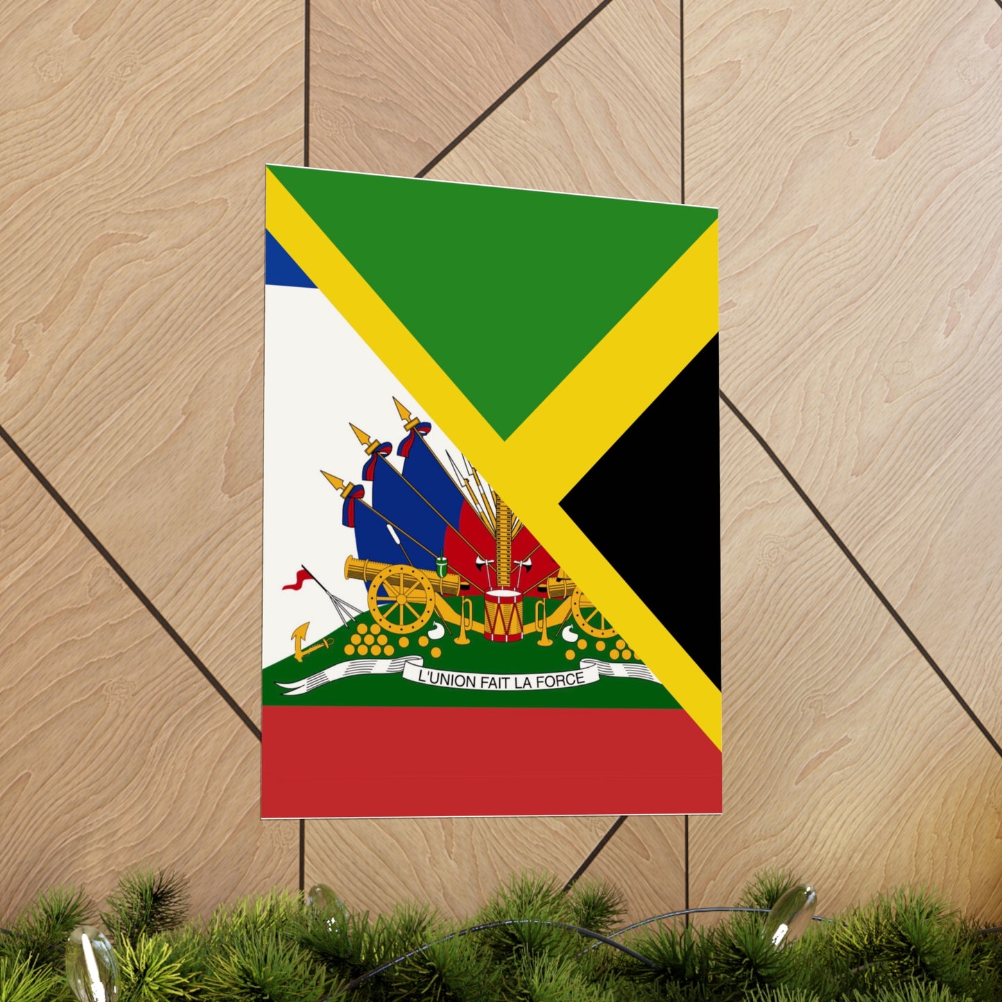 Haitian Jamaican Flag | Half Jamaica Haiti Premium Matte Poster