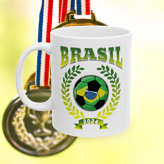 Brasil 2024 Soccer Football Championship Games Brazil Team Ceramic Mug 11oz, 15oz Cup