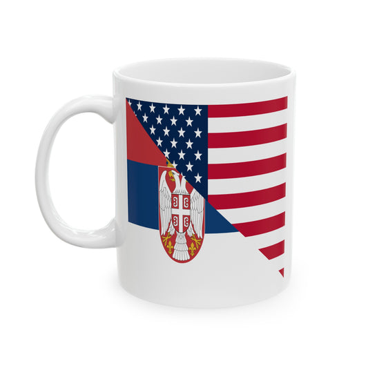 Serbian American Flag Half Serbia USA Ceramic Mug 11oz, 15oz Cup