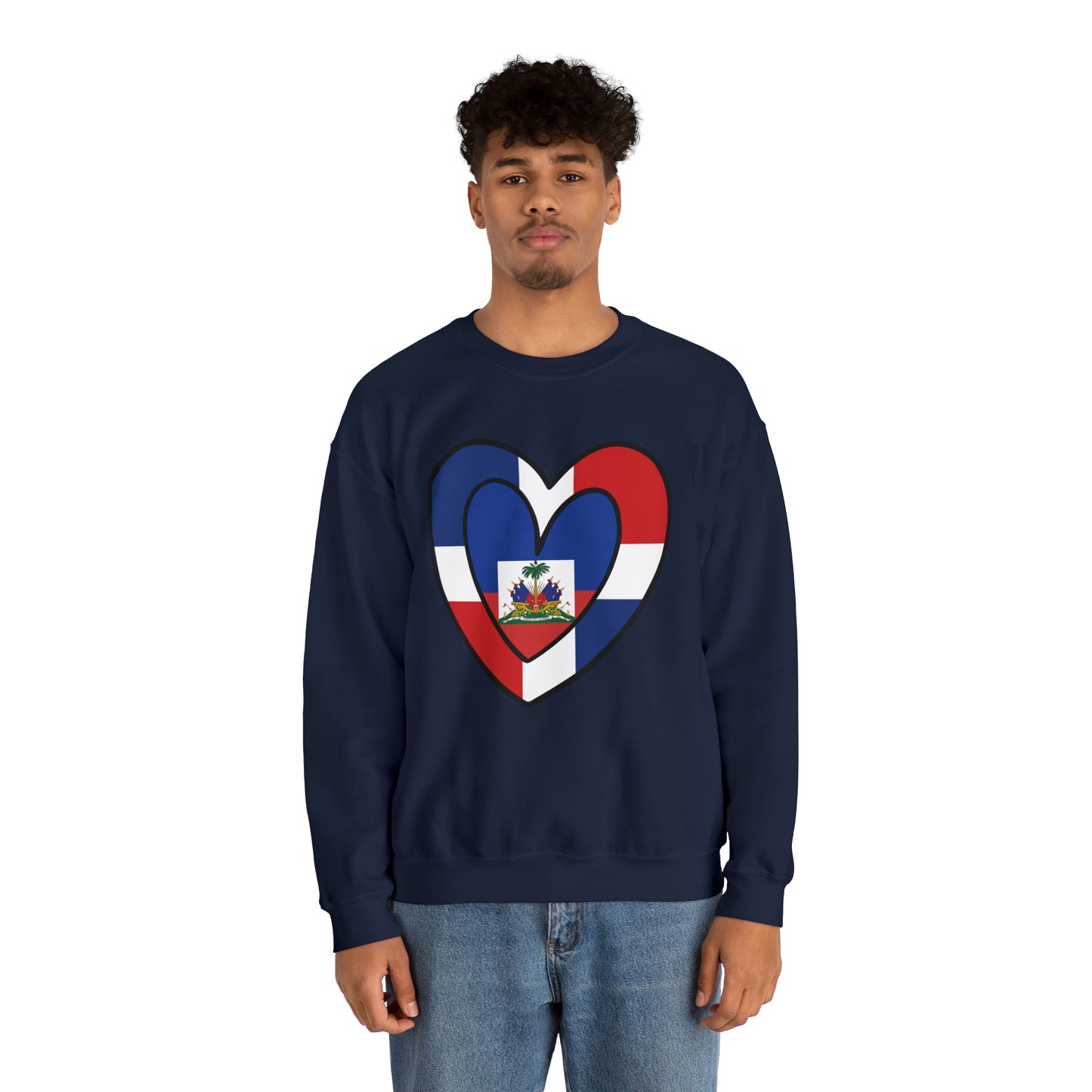 Dominican Haitian Flag Inner Heart DR Republic Haiti  Unisex Sweatshirt