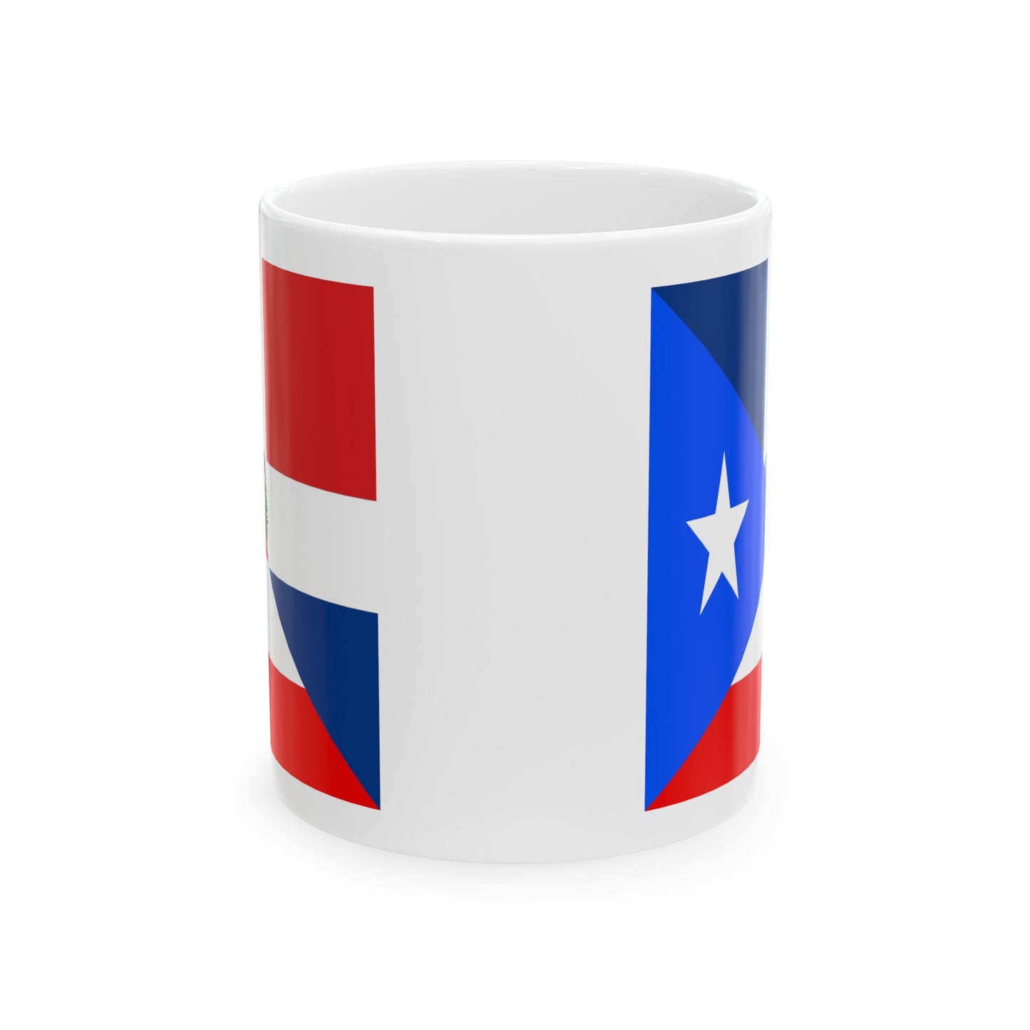 Puerto Rican Dominican Republic Flag Half PR DR Ceramic Mug 11oz, 15oz Cup