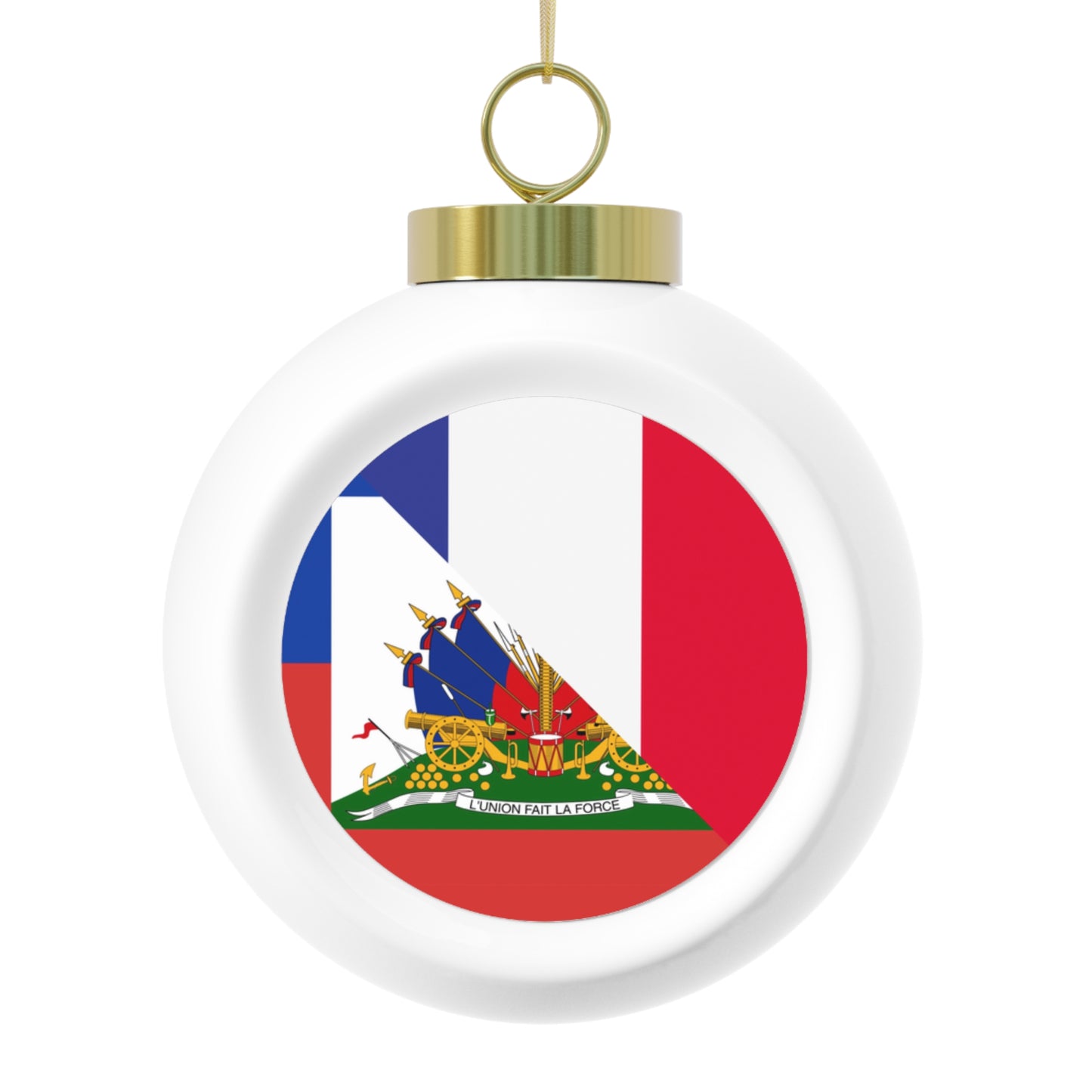 Haitian French Flag Half Haiti France Christmas Tree Ball Ornament