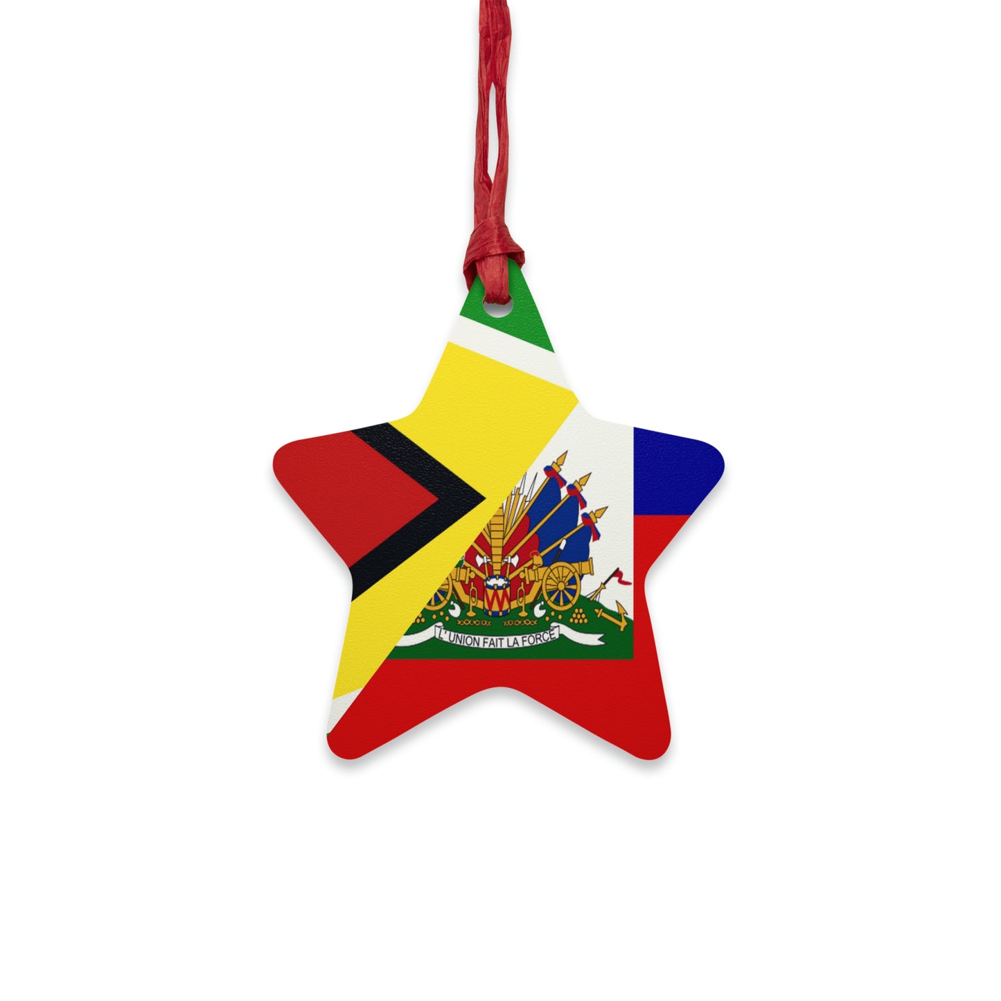 Guyanese Haitian Flag | Half Guyana Haiti Flag Wooden Ornament