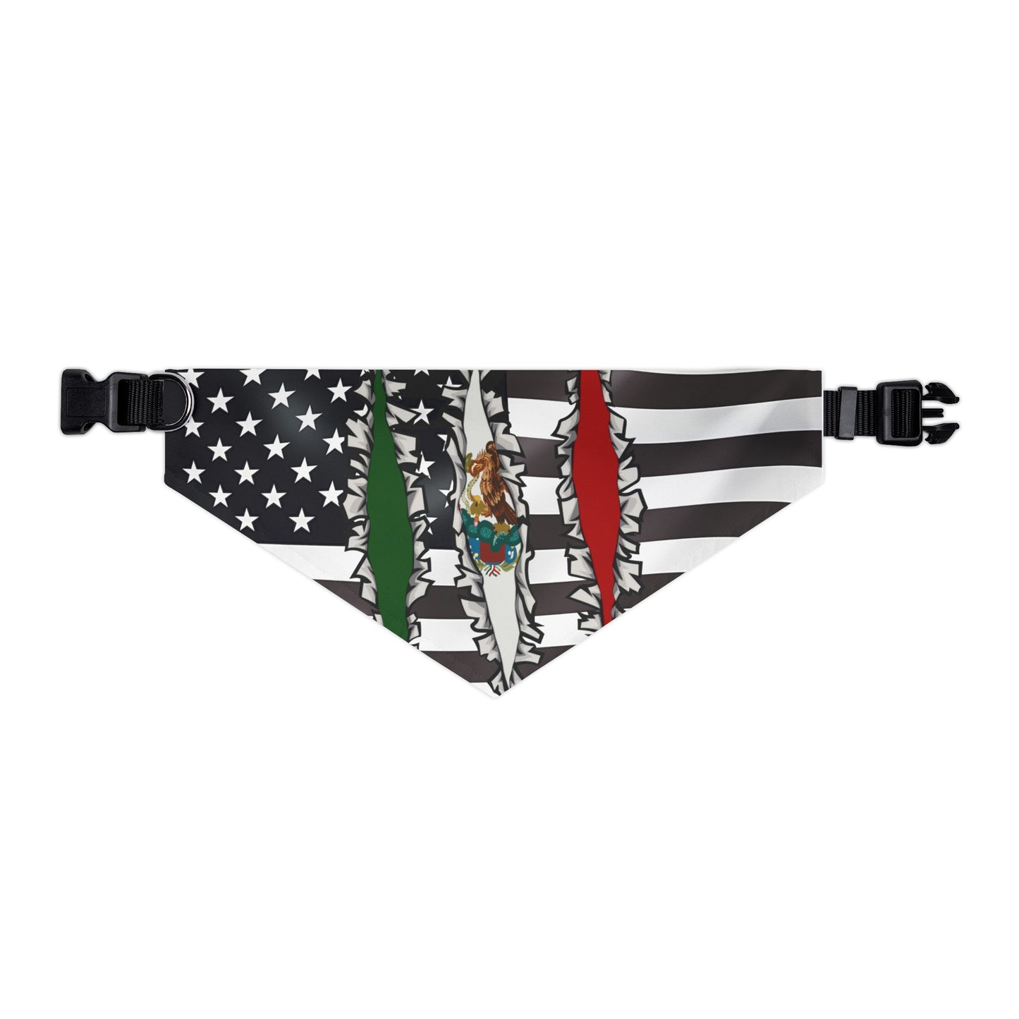 Mexican American Slashed Flag Pet Bandana Collar | USA US Mexico Dog Cat