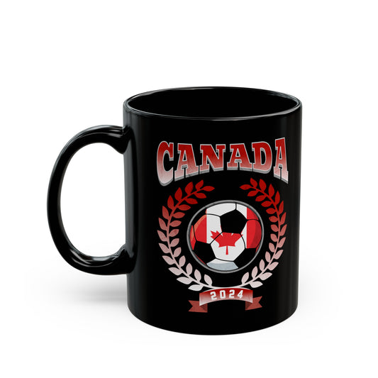 Canada 2024 Soccer Football Championship Games Canadian Team Black Mug (11oz, 15oz)