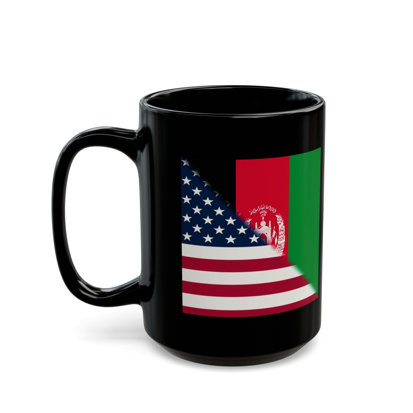 Afghan USA Flag Afghanistan American Black Mug (11oz, 15oz)