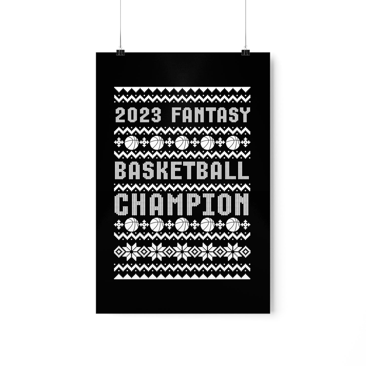 2023 Fantasy Basketball Champion Ugly Holiday Christmas Champ Premium Matte Poster