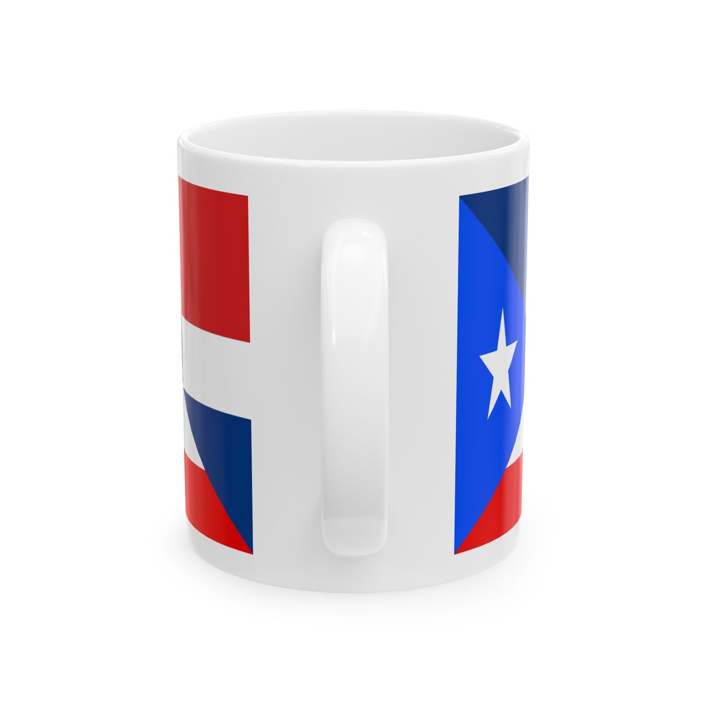 Puerto Rican Dominican Republic Flag Half PR DR Ceramic Mug 11oz, 15oz Cup